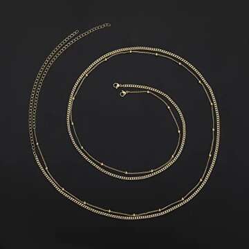 RLMOON 2PCS 26Inch 18K Gold Plated Waist Chain for Women Body Belly Chain for the Waist Adjustable Layered Waist Chain for Summer Beach Bikini