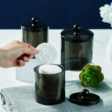 6 Pack Black Acrylic Apothecary Jars for Bathroom Organization