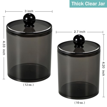 6 Pack Black Acrylic Apothecary Jars for Bathroom Organization