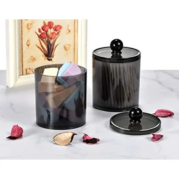 6 Pack Black Acrylic Apothecary Jars for Bathroom Organization