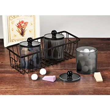 6 Pack Black Acrylic Apothecary Jars for Bathroom Organization