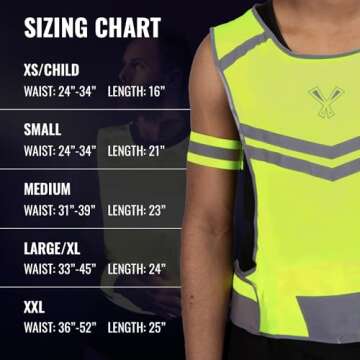 247 Viz Running Reflective Vest with Inside Pocket and 2 Bands, High Visibility Reflective Running G...