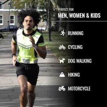 247 Viz Running Reflective Vest with Inside Pocket and 2 Bands, High Visibility Reflective Running Gear Safety Vest Straps for Men Women Kids for Night Running Walking Cycling