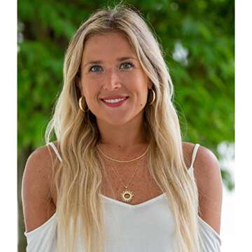 CANEVINKA 18k Gold Plated Flat High Polish Sun Hoop Pendant Beads Station Necklace Flake Gold Sunshi...