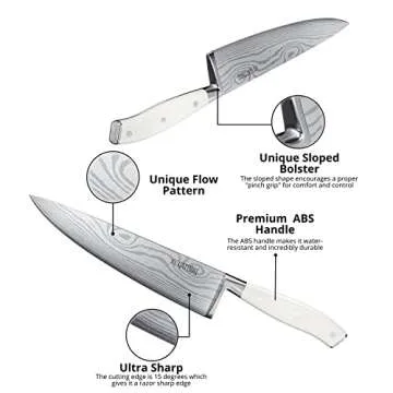 Yatoshi 12 Piece White Knife Block Set - Pro Kitchen Knife Set Ultra Sharp High Carbon Stainless Steel with Ergonomic Handle