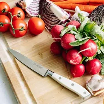 Yatoshi 12 Piece White Knife Block Set - Pro Kitchen Knife Set Ultra Sharp High Carbon Stainless Steel with Ergonomic Handle