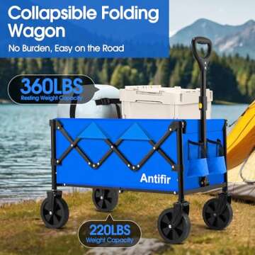 Antifir Collapsible Foldable Wagon with Wheels 360 LBS,Heavy Duty Folding Utility Cart for Groceries...