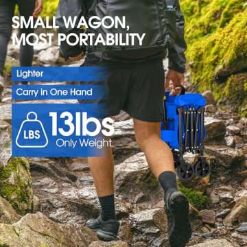 Antifir Collapsible Foldable Wagon with Wheels 360 LBS,Heavy Duty Folding Utility Cart for Groceries,Shopping,Garden,Camping,Outdoor,2 Drink Holders Blue