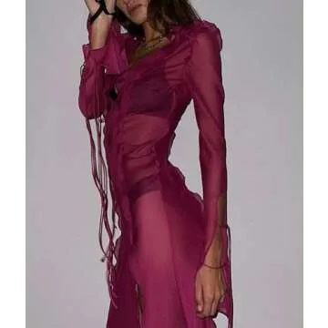 NUFIWI Tie Dye Mesh Maxi Dress Sidewalk Style Graphic Print Bodycon Dress Sleeveless Floral Tank Dress TIK Tok Fashion Dress, S- Rose Red 1