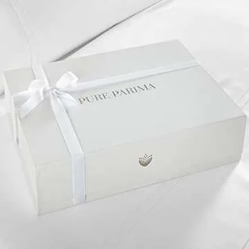 Pure Parima Luxury 100% CEA Certified Egyptian Cotton Sheet Bed Set, Extra-Long Staple, Cool, Breathable, Ultra Comfort, Double Hem-Stitched, Flat, Fitted, and 2 Pillow Cases (White, Queen)