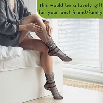 10 Pairs Mesh Lace Sheer Shiny Socks Decorated Slouch Ankle Mesh Socks See Through Glitter Tulle Soc...