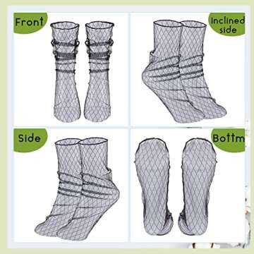 10 Pairs Mesh Lace Sheer Shiny Socks Decorated Slouch Ankle Mesh Socks See Through Glitter Tulle Socks for Women Girls Dress
