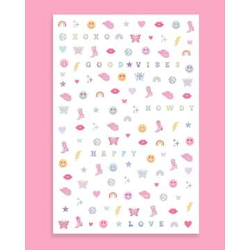 Fun Preppy Nail Stickers | 496 Stickers for Parties