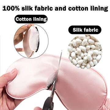 Whaline 2 Pcs Silk Sleep Eye Cover with Ear Plugs and Elastic Strap, Soft and Smooth Eye Cover for Men & Women Night Sleeping, Travel, Nap (Pink & Black)