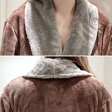 Hellomamma Women's Fleece Robes, Long Winter Warm Soft Plush Bathrobes for Women, Fluffy Comfy House Coat Coffee Medium
