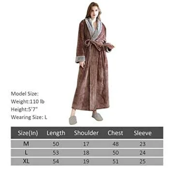Hellomamma Women's Fleece Robes, Long Winter Warm Soft Plush Bathrobes for Women, Fluffy Comfy House Coat Coffee Medium