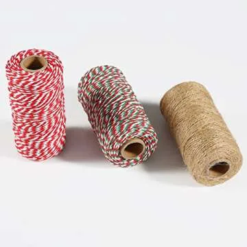 Resinta 3 Rolls Christmas Twine Cotton String Natural Jute Twine Wrapping DIY Arts Crafts 984 Feet Totally