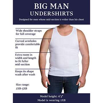 Fruit of the Loom men's Big and Tall Tag-free & Undershirts Underwear, Big -Man - Tank 3 Pack, 4X-Large US