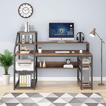 Tribesigns Computer Desk with Storage Shelves and Hutch