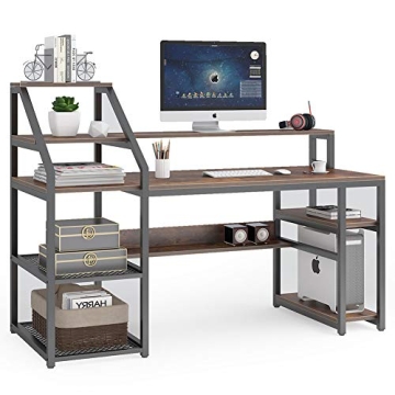 Tribesigns Computer Desk with Storage Shelves and Hutch