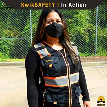 KwikSafety BLACK WIDOW Safety Vest for Women 9 Pockets