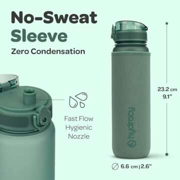 Hydracy Motivational Water Bottle with Time Marker and Strap