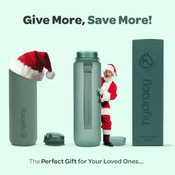 Hydracy Motivational Water Bottle with Time Marker and Strap