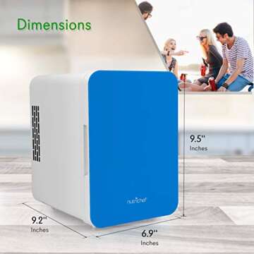 NutriChef Portable Mini Fridge - Personal Compact Electric Cooler and Warmer Box with 4 Liter / 6 can Storage, Includes 110V & 12V AC/DC Power for Home, Office, Car, RV & Boat