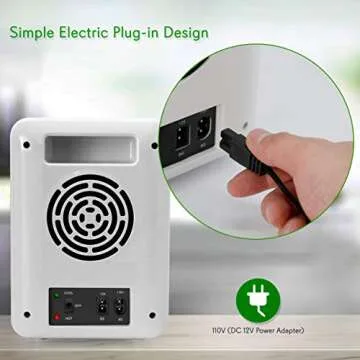 NutriChef Portable Mini Fridge - Personal Compact Electric Cooler and Warmer Box with 4 Liter / 6 can Storage, Includes 110V & 12V AC/DC Power for Home, Office, Car, RV & Boat