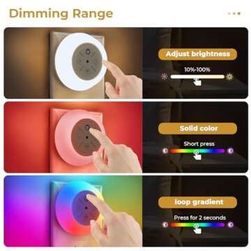 Dawnrise Night Lights Plug Into Wall,Dusk to Dawn Sensor,2 Pack,12-Color Changing Led Plug in Night Light Dimmable for Bedroom,Stairs,Kitchen,Hallway,Utility Room,Kids Room