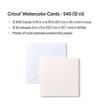 Cricut Double R40 Watercolor Cards with Rainbow Watercolor Markers and 2x2 Card Mat Bundle for DIY I...