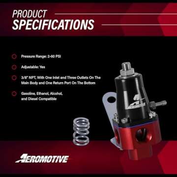 Aeromotive 13301 Adjustable Fuel Pressure Regulator for EFI