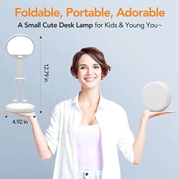 Battery Operated Lamp Rechargeable Lamp Foldable+Portable Light,9 Brightness Dimmable Cordless Lamp ...