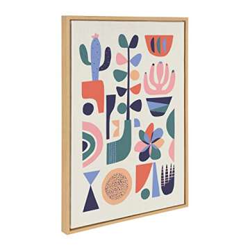 Kate and Laurel Sylvie Mid-Century Succulents Framed Canvas Wall Art by Rachel Lee, 23x33 Natural, B...