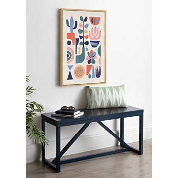 Kate and Laurel Sylvie Mid-Century Succulents Framed Canvas Wall Art by Rachel Lee, 23x33 Natural, Botanical Plant Home Decor