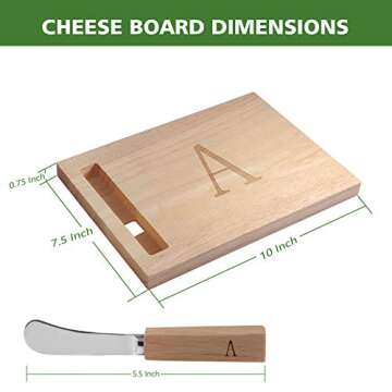 Miicol Wood Charcuterie Board, Monogram Cheese Board 10 Inch, Personalized Initial Cutting Board wit...