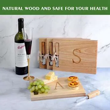 Miicol Wood Charcuterie Board, Monogram Cheese Board 10 Inch, Personalized Initial Cutting Board with Spreader, Unique Housewarming Gift, Ideal for Kitchen, Home, Letter A