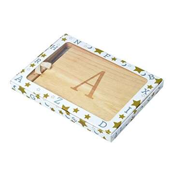 Miicol Wood Charcuterie Board, Monogram Cheese Board 10 Inch, Personalized Initial Cutting Board with Spreader, Unique Housewarming Gift, Ideal for Kitchen, Home, Letter A