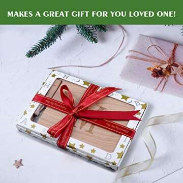 Miicol Wood Charcuterie Board, Monogram Cheese Board 10 Inch, Personalized Initial Cutting Board with Spreader, Unique Housewarming Gift, Ideal for Kitchen, Home, Letter A