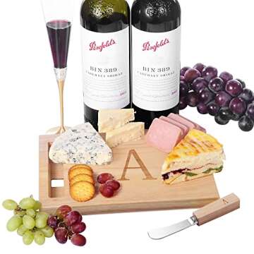 Miicol Wood Charcuterie Board, Monogram Cheese Board 10 Inch, Personalized Initial Cutting Board with Spreader, Unique Housewarming Gift, Ideal for Kitchen, Home, Letter A