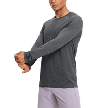 CRZ YOGA Men's Seamless Long Sleeve Tee - Moisture Wicking Workout Top