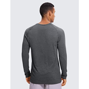 CRZ YOGA Men's Seamless Long Sleeve Athletic Tee Shirt