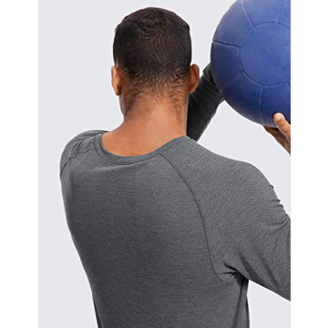 CRZ YOGA Men's Seamless Long Sleeve Athletic Tee Shirt
