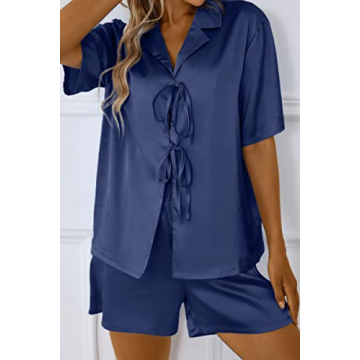 CHYRII Women's Luxury Silk Satin Pajamas Set - Short Sleeve