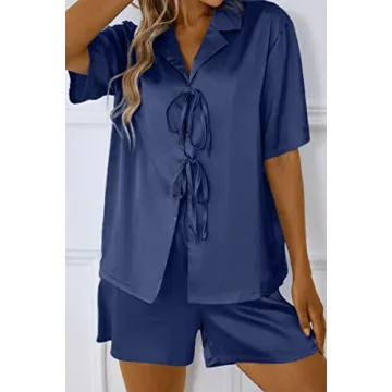 CHYRII Women's Luxury Silk Satin Pajamas Set - Short Sleeve