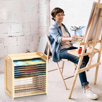 jxgzyy Art Drying Rack with 15 Shelves for Efficient Storage