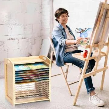 jxgzyy Art Drying Rack with 15 Shelves for Efficient Storage