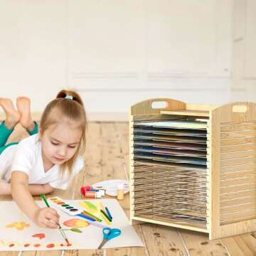 jxgzyy Art Drying Rack with 15 Shelves for Efficient Storage