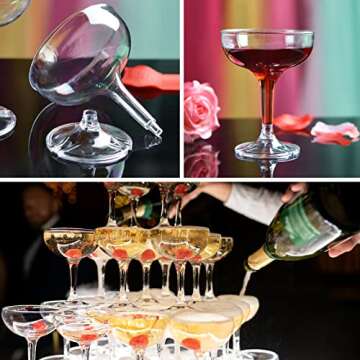 KYAPCK 100 Pcs Plastic Champagne Coupe Glasses for Parties, 5 oz Disposable Champagne Glasses Unbreakable Acrylic Martini Glasses Clear Margarita Glasses for Wedding, Birthday