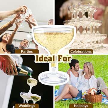 KYAPCK 100 Pcs Plastic Champagne Coupe Glasses for Parties, 5 oz Disposable Champagne Glasses Unbreakable Acrylic Martini Glasses Clear Margarita Glasses for Wedding, Birthday